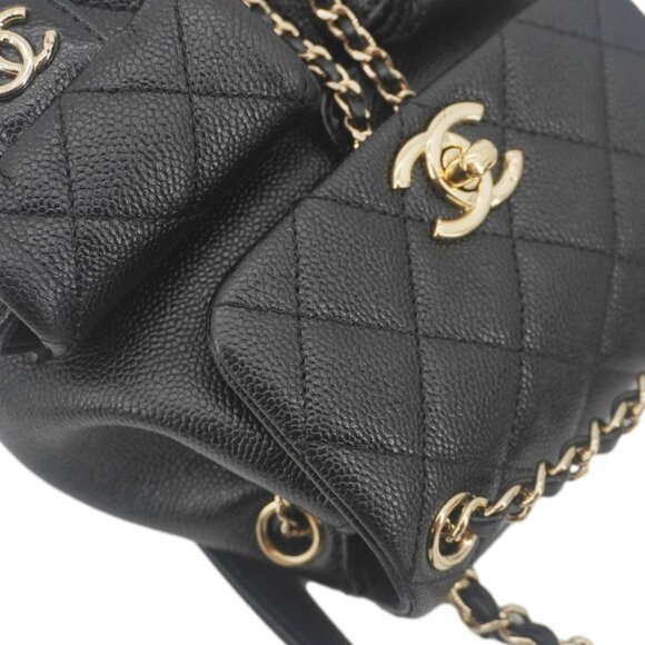 Chanel  Duma Pockets Small Quilted Caviar Leather Drawstring Backpack Black - Picture 6 of 14
